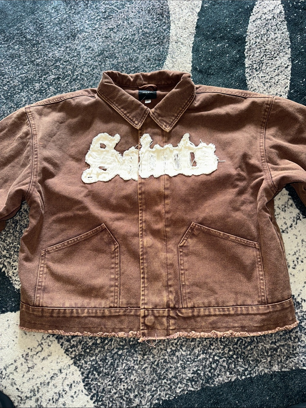 Pacsun Brown Denim Jacket with Contrast Logo